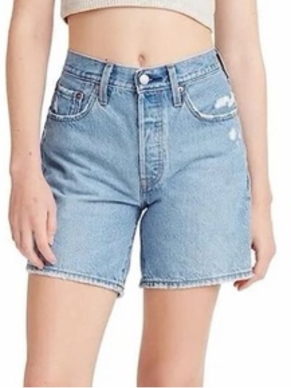 Levi’s 501 Mid Thigh Women’s Shorts Medium Distressed Wash Size 28